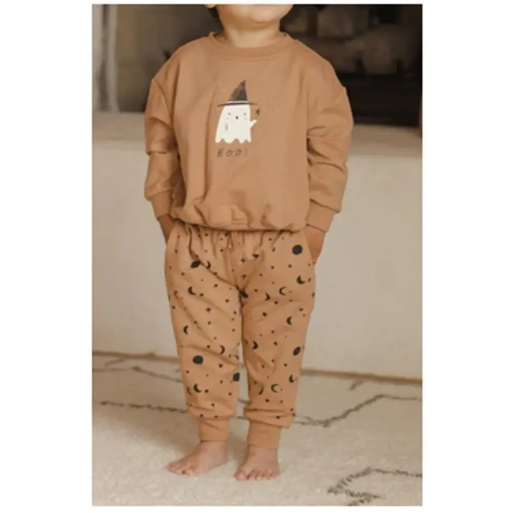 Quincy Mae Brown Night Sky Relaxed Fleece Top and Sweatpant Set Size 3-6 M